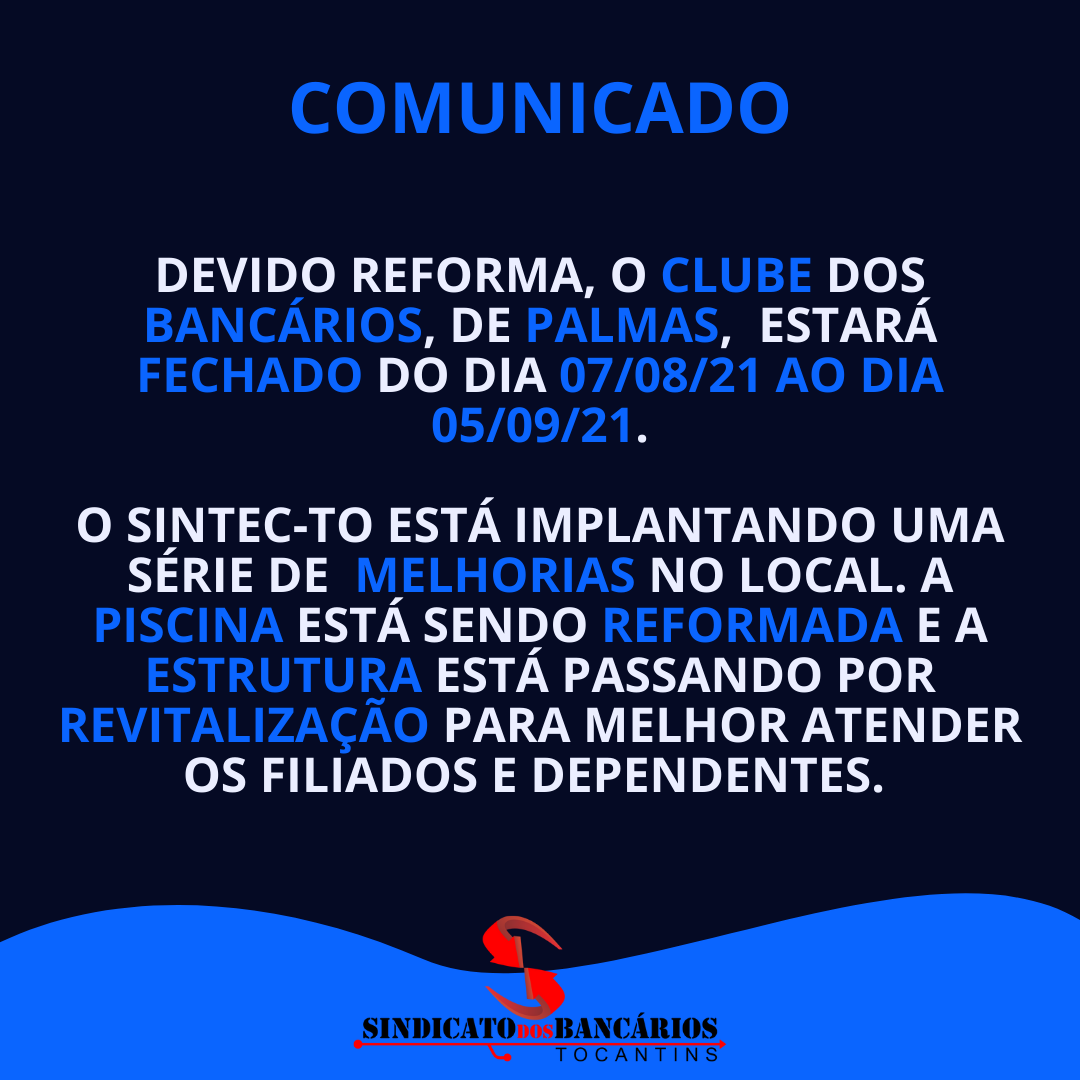 Clube dos bancários estará aberto neste feriado de 8 de dezembro